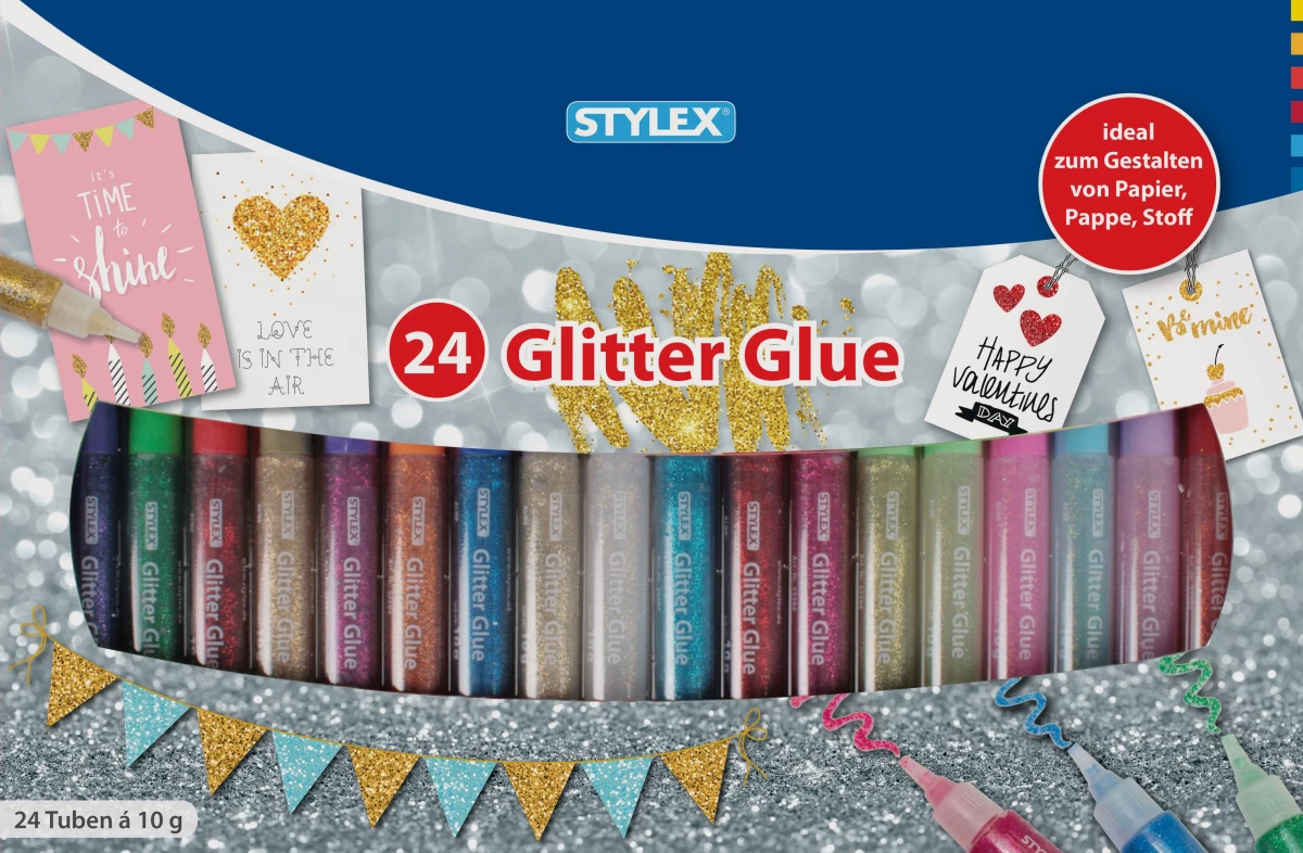 Stylex Glitter Glue 3D, 24 Tuben