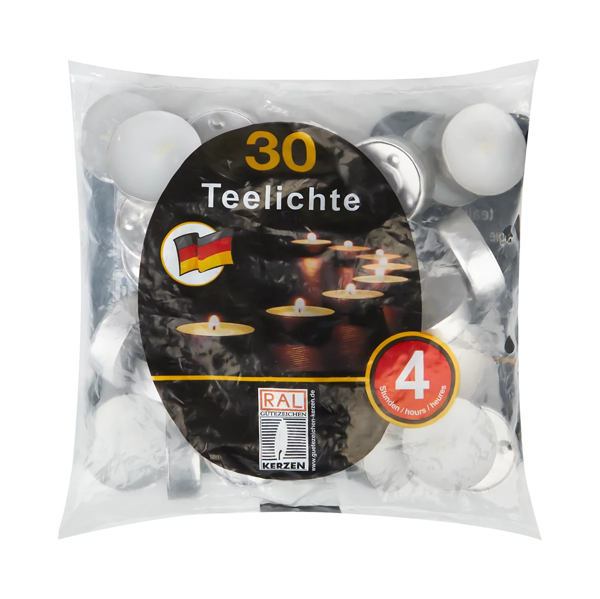 Teelichter 30er Pack im Beutel, weiß