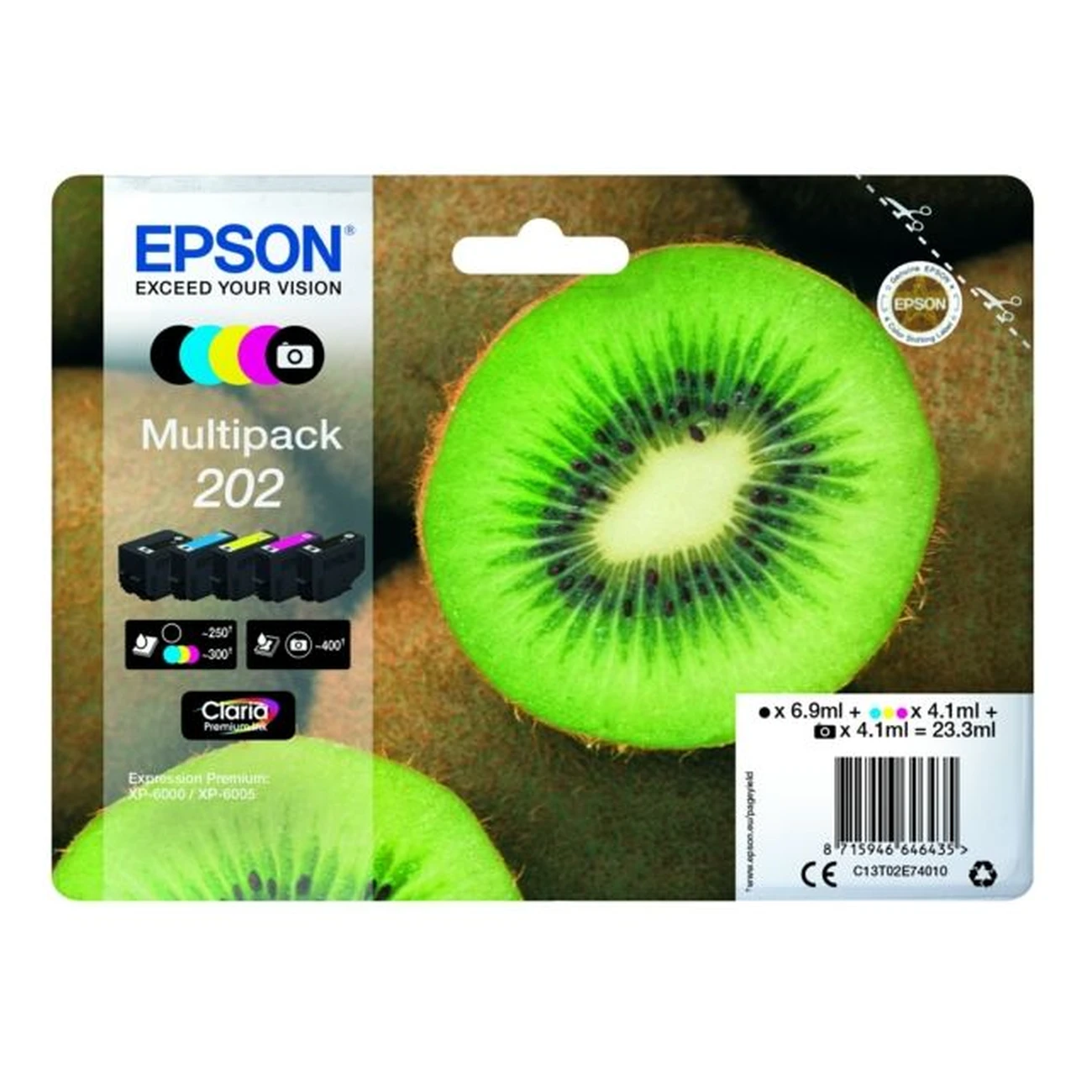 Druckerpatronen MultiPack Epson 202 foto schwarz schwarz cyan magenta gelb (C13T02E74010)