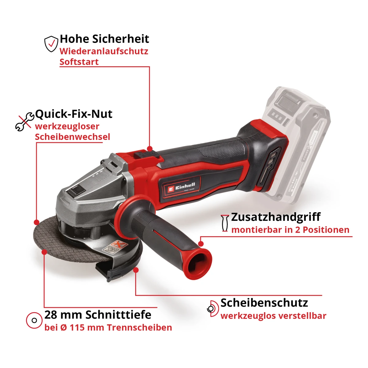 Einhell Akku-Winkelschleifer TE-AG 18/115 Li-Solo Einhell Akku-Winkelschleifer TE-AG 18/115 Li-Solo