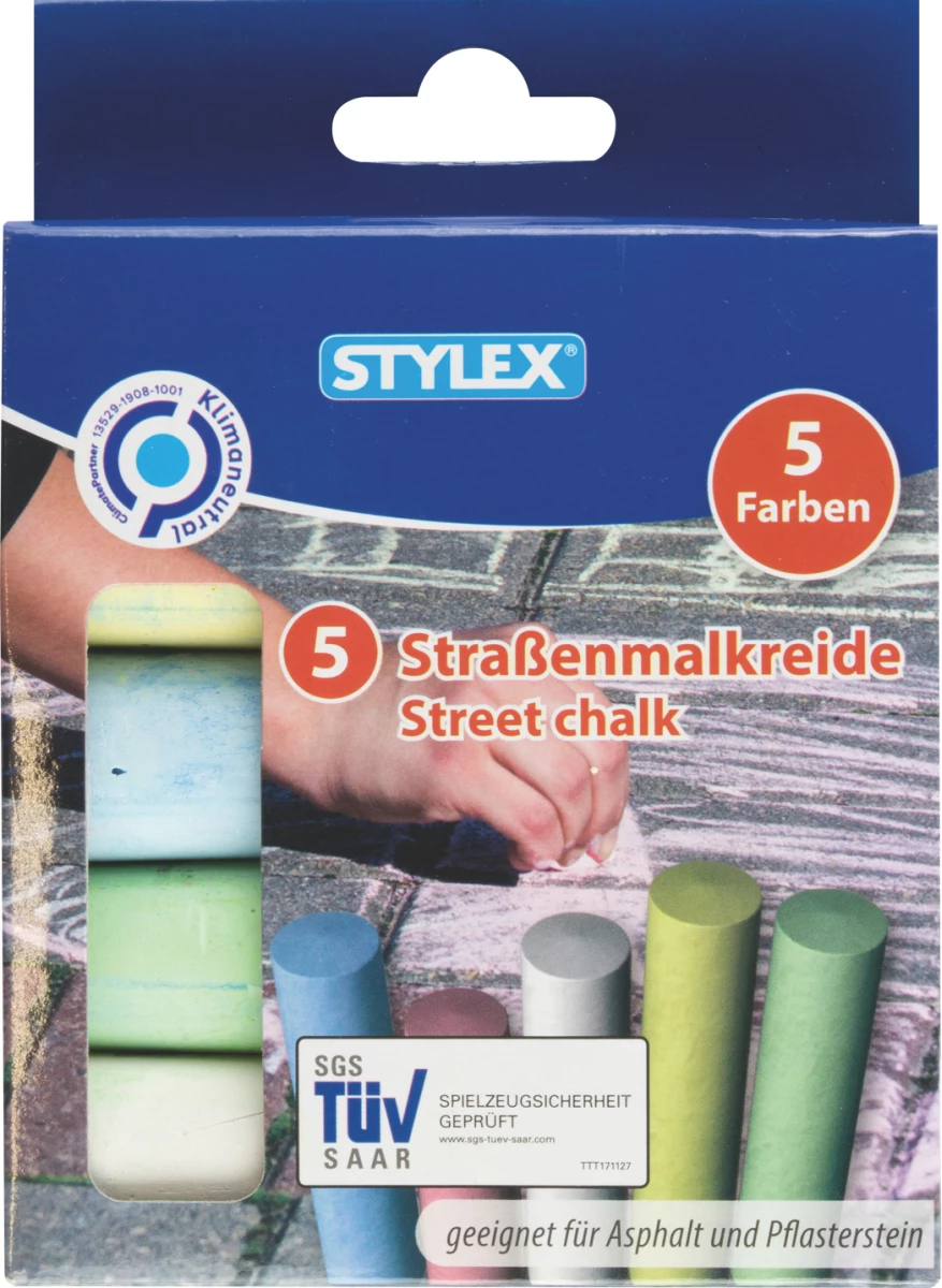 Stylex Straßenkreide, 5 Stück, 5 Farben sortiert
