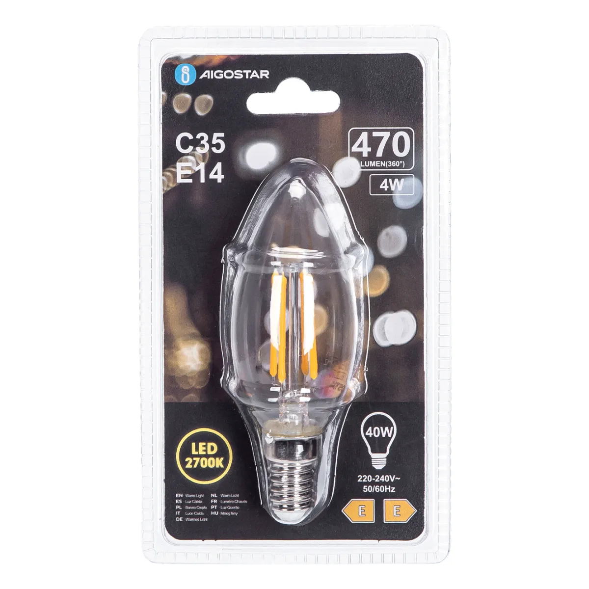 Aigostar LED FILAMENT 'Kerze', 4W, E14