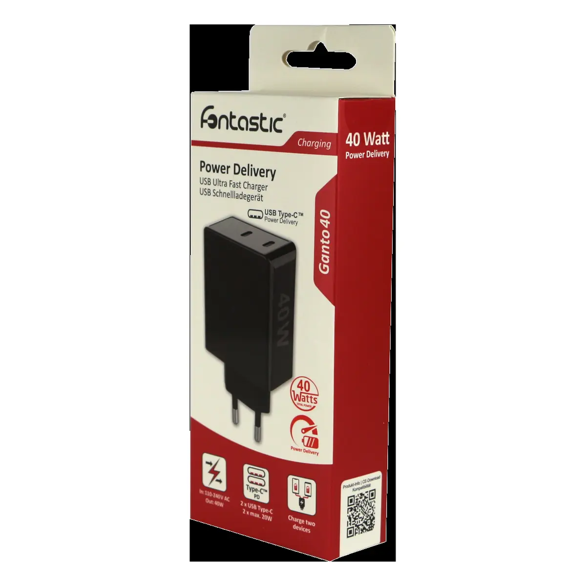 Fontastic Netzteil 2 x USB Typ-C, Power Deliver, 40W