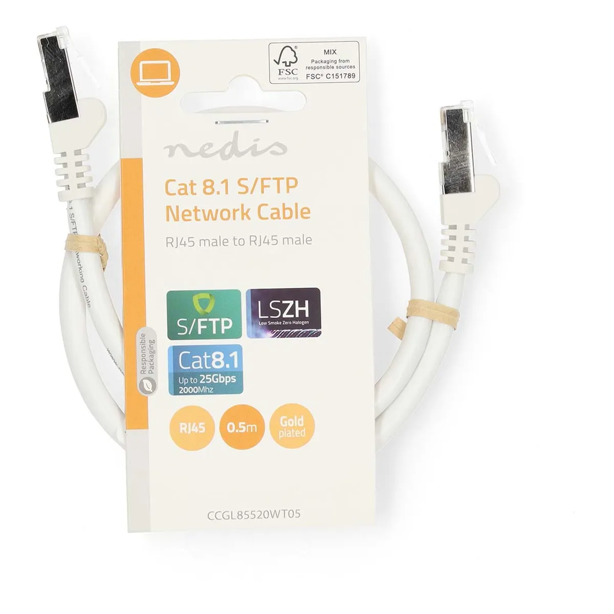 Nedis Cat 8.1 Netzwerkkabel weiß 0.5m