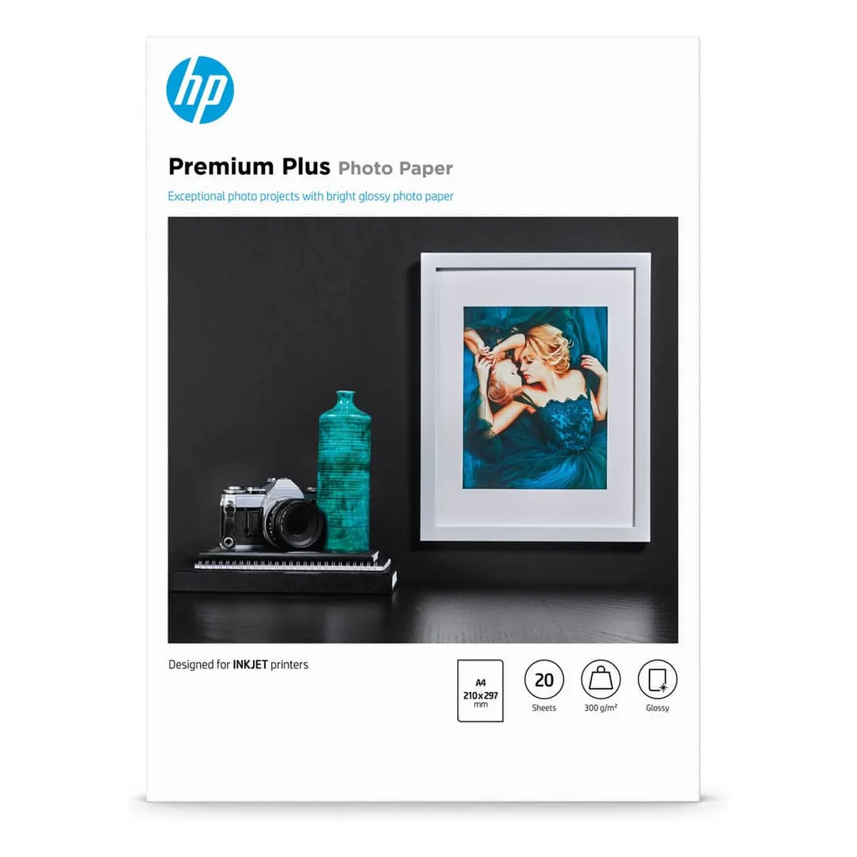HP Premium Plus Fotopapier - DIN A4, hochglänzend, 300 g/qm, 20 Blatt