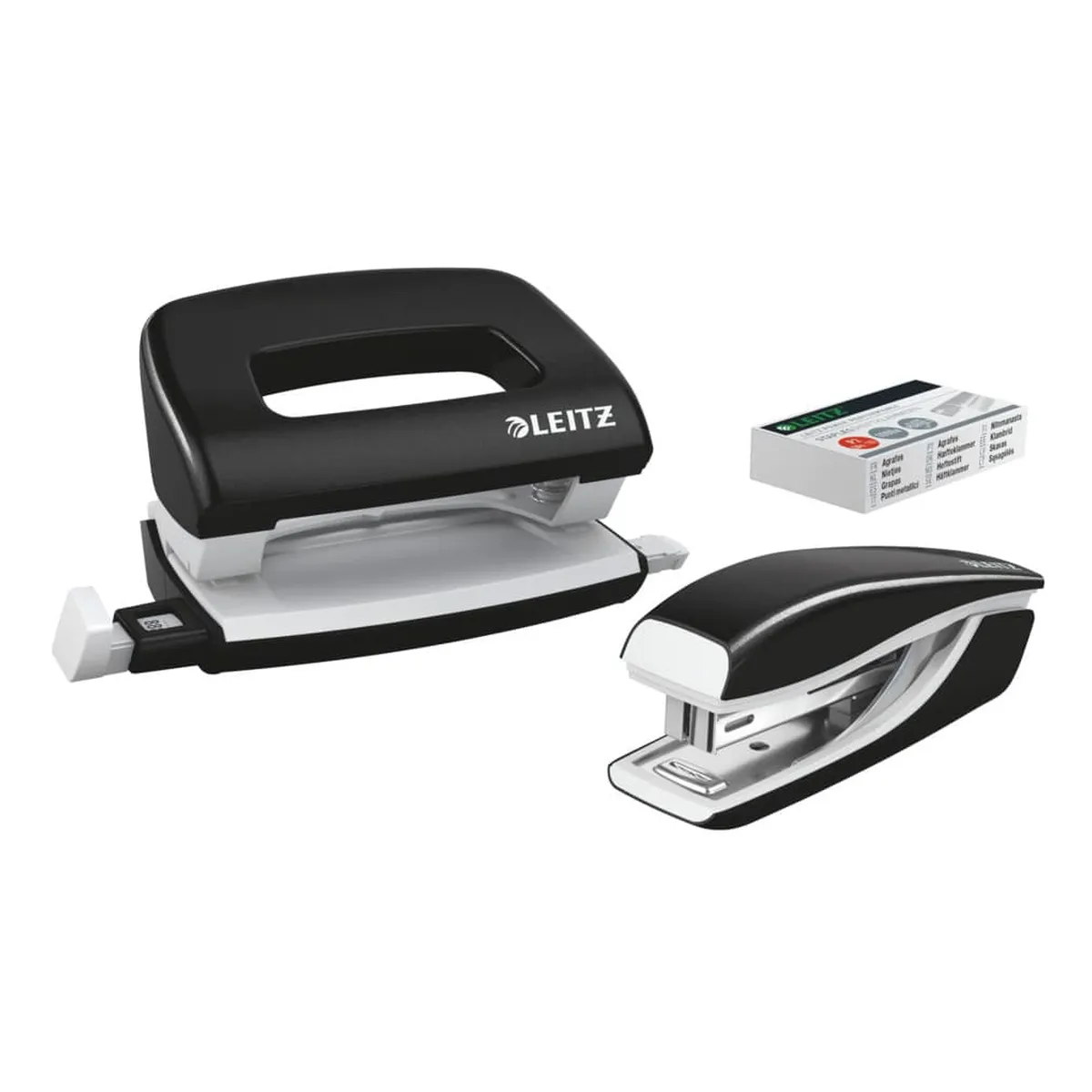 Leitz Set Mini Locher Heftgerät NeXXt WOW - schwarz metallic
