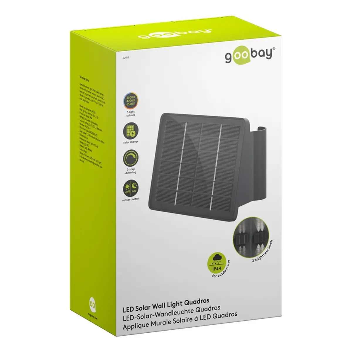 Goobay LED-Solar-Wandleuchte Quadros, schwarz