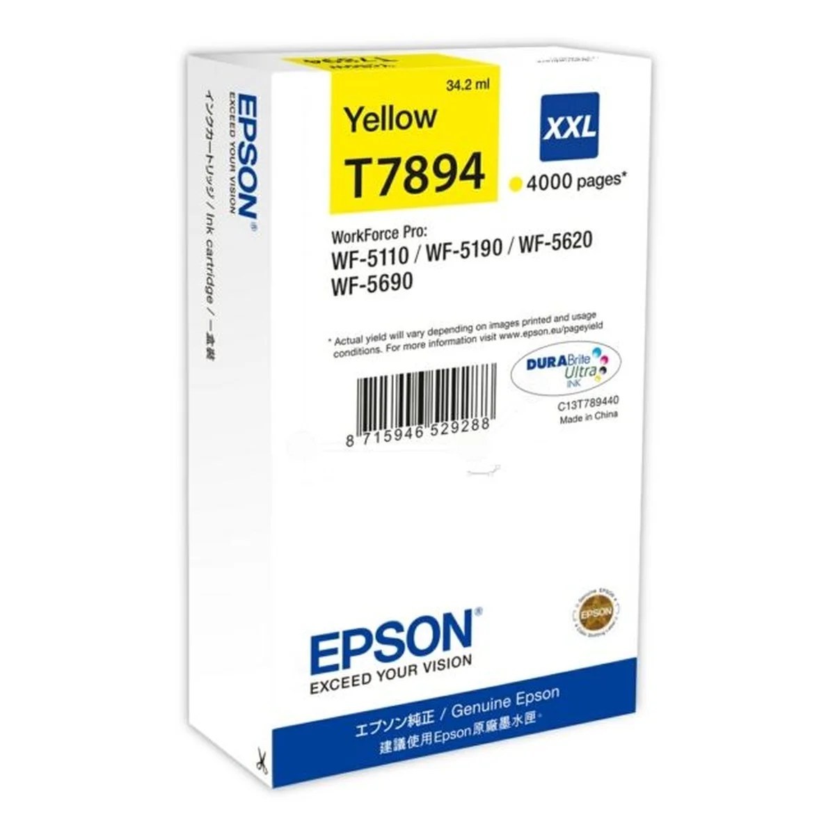 Druckerpatrone Epson T7894 XXL gelb 34 ml | 4.000 Seiten (C13T789440)