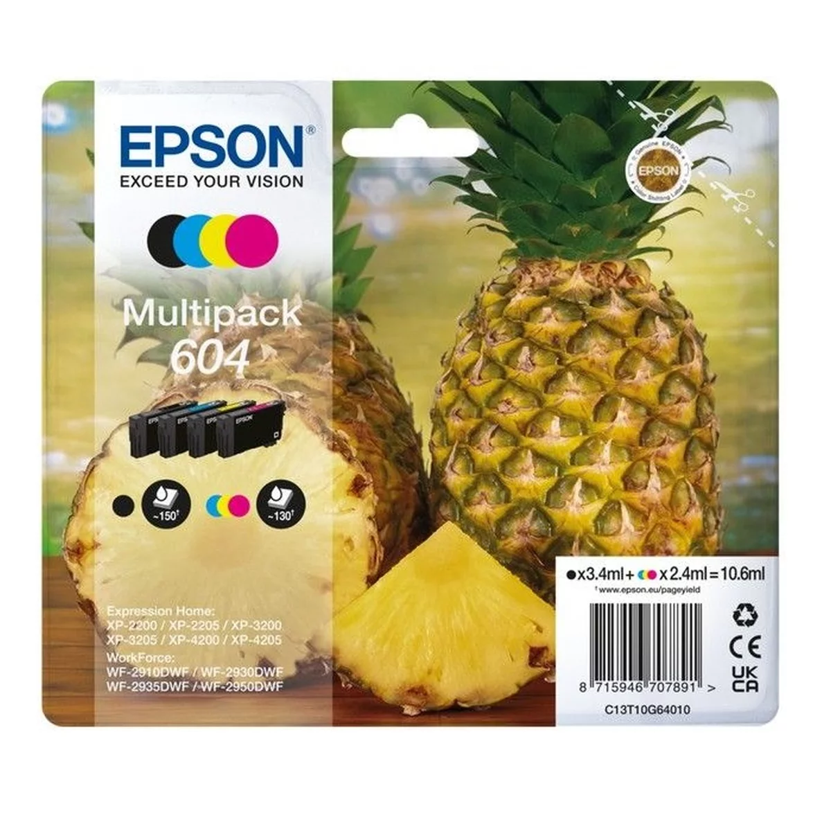 Druckerpatronen MultiPack Epson 604 schwarz cyan magenta gelb 10,6 ml (C13T10G64010)
