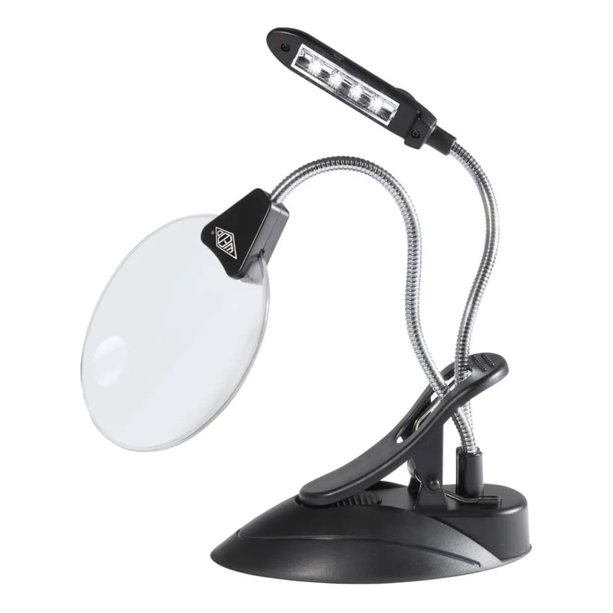 WEDO Tischlupe Ø 10,2 cm mit LED-Licht - 2-/4-fach, schwarz