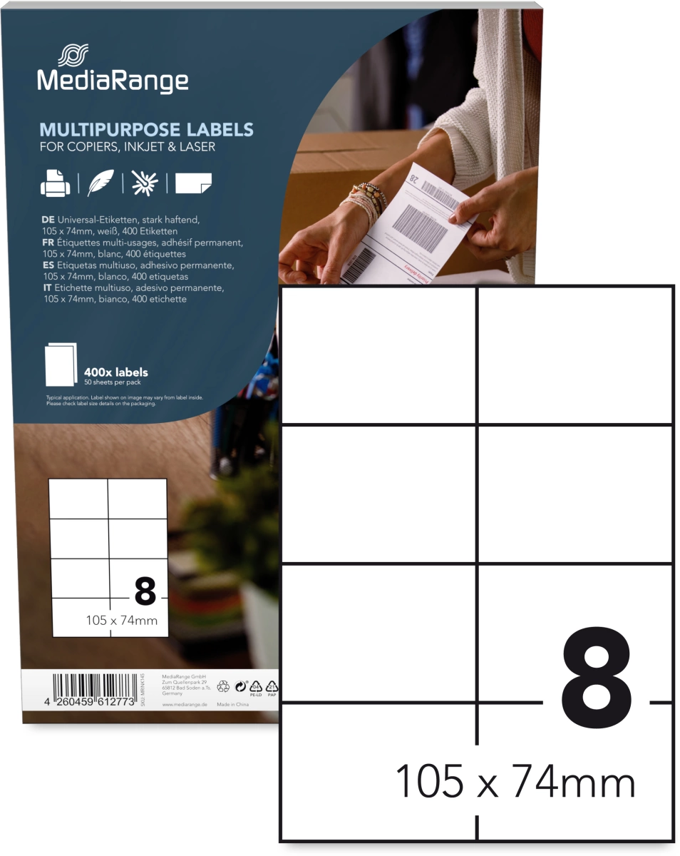 MediaRange Universal-Etiketten, 105x74 mm, 400 Stück