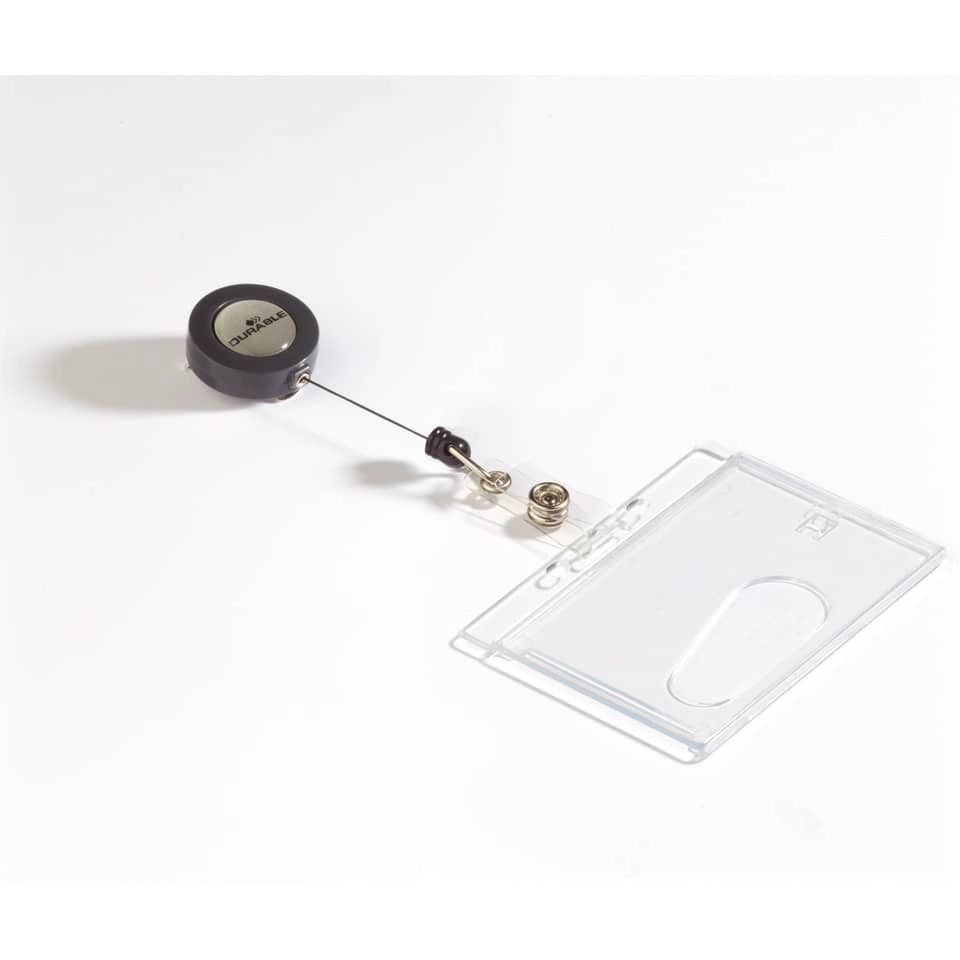 Durable Namensschild Hartbox mit Ausweiskartenhalter, transparent, 85 x 54 mm