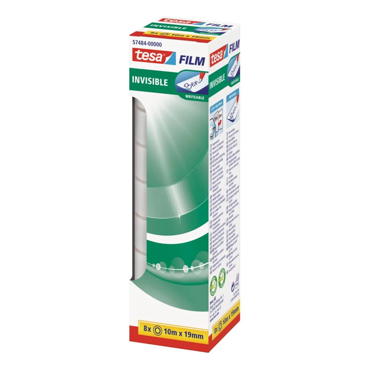 tesa® Klebefilm matt-unsichtbar - beschriftbar, 19 mm x 10 m, 8 Rollen