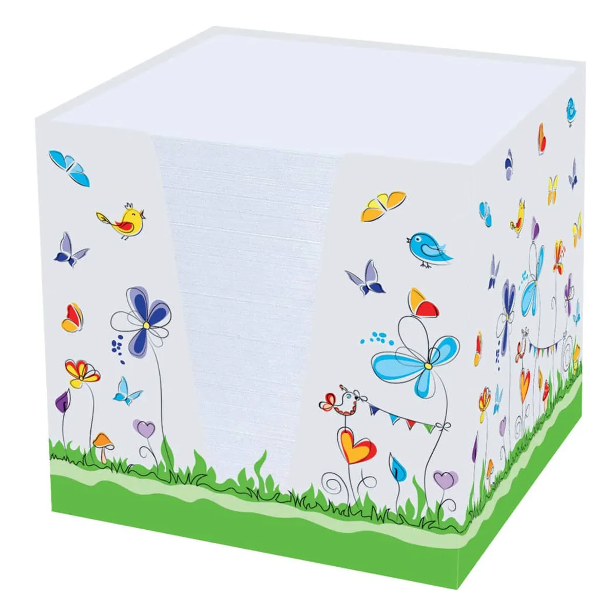 RNK Verlag Notizklotz Schmetterlinge - 900 Blatt, 70 g/qm, weiß, 92 x 92 x 92 mm