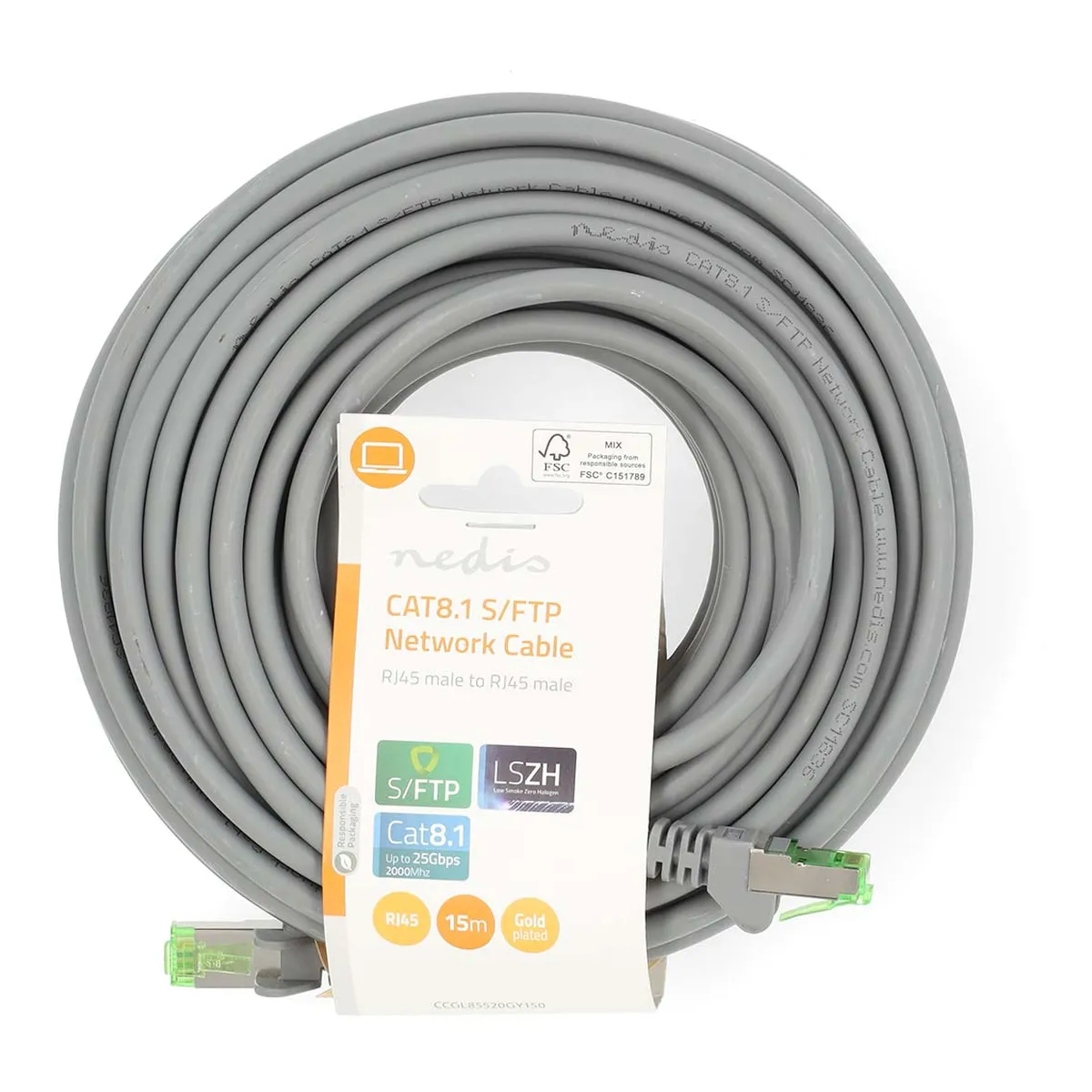 Nedis Cat 8.1 Netzwerkkabel grau 15m