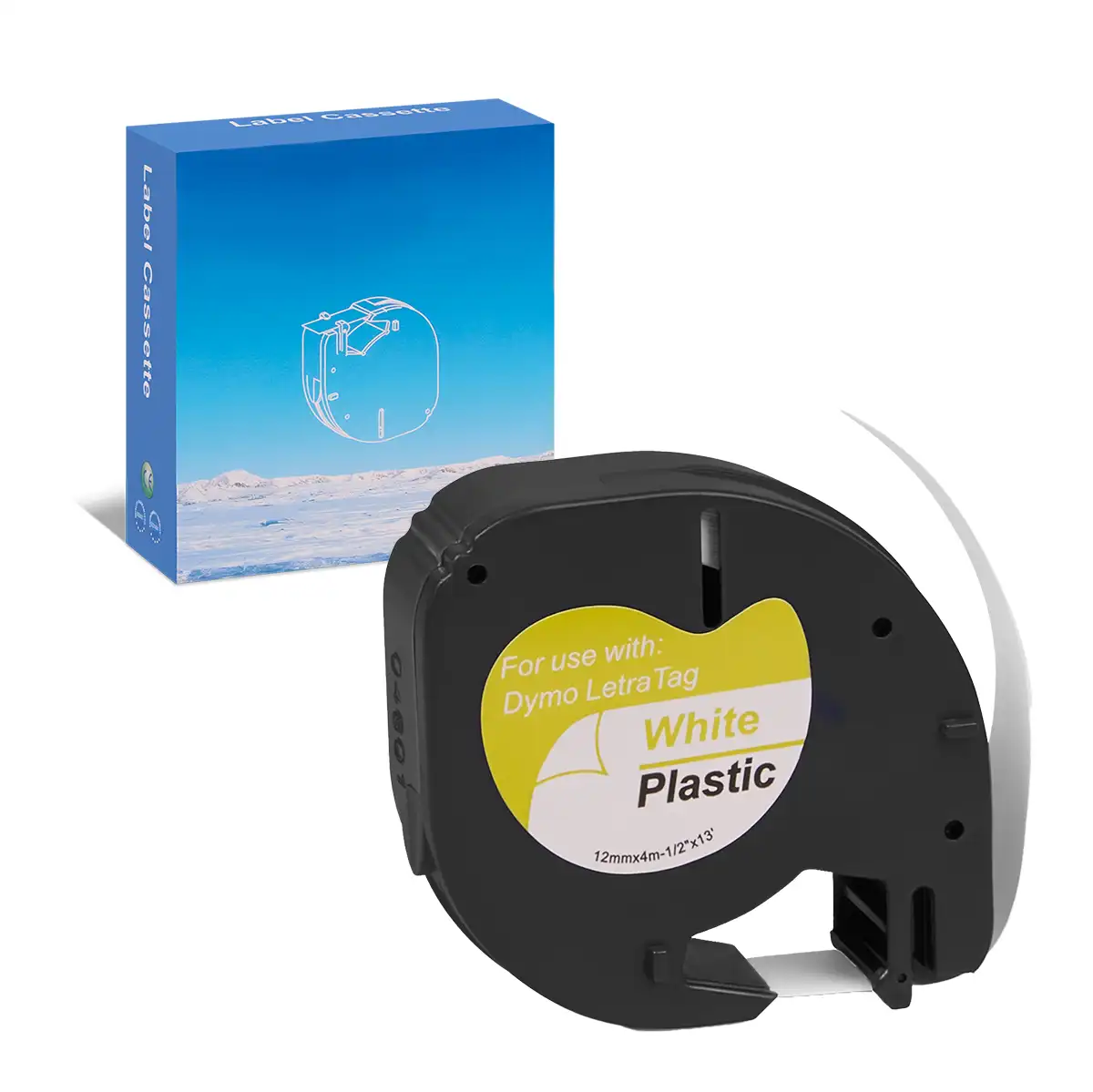 Ersatz-Etiketten S0721610 schwarz auf weiß 12 mm