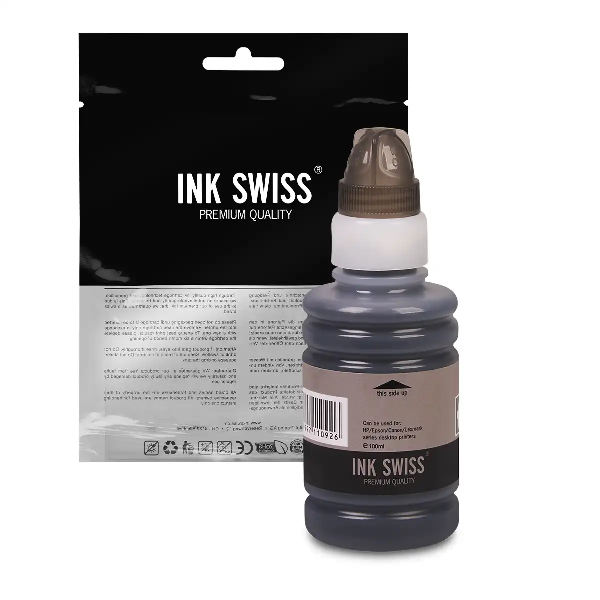 InkSwiss Premium Nachfülltinte 'schwarz' 100 ml
