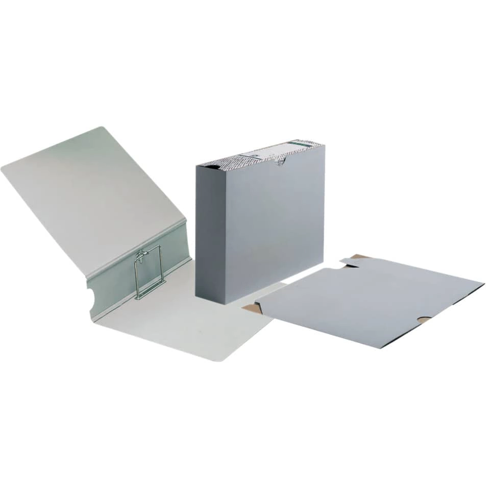 Leitz Archiv-Ordner A4, Steckmechanik, Lederpappe, grau