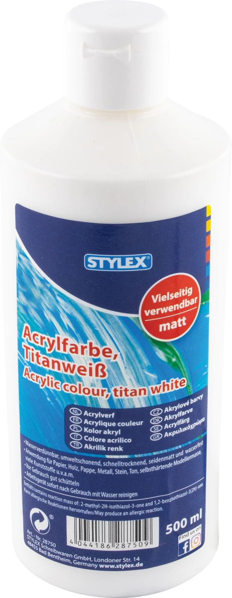 Stylex Acrylfarbe, 500 ml, titanweiß