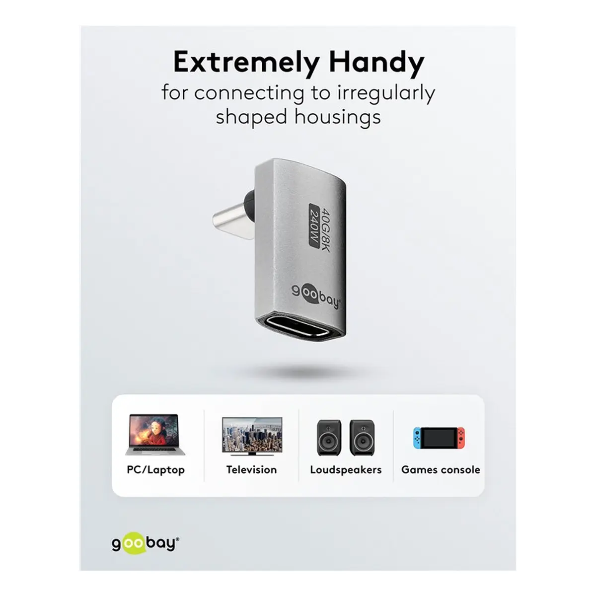 Goobay USB-C™-Adapter vertikal 90° lang, USB4™