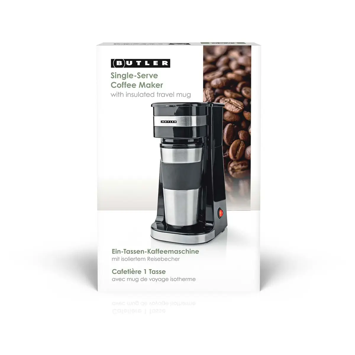 Butler Ein-Tassen-Kaffeemaschine 0,4 l | 750 W | Isolierter Reisebecher | Automatische Abschaltung | schwarz
