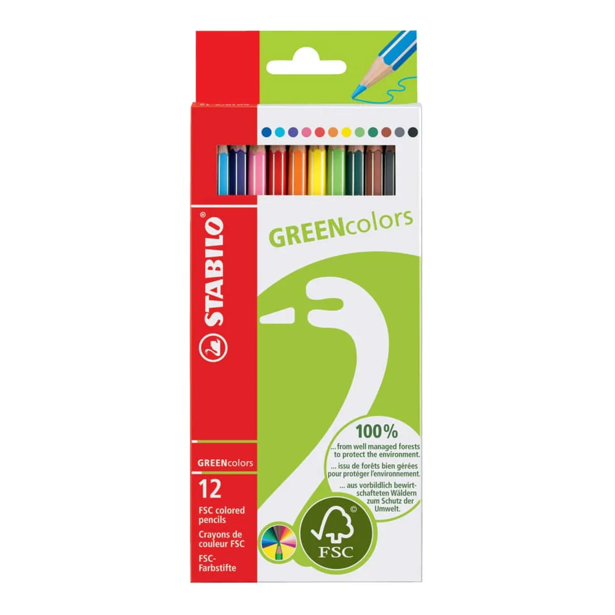Stabilo Umweltfreundlicher Buntstift - GREENcolors - 12er Pack - mit 12 verschiedenen Farben