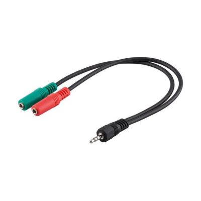 PC Headset Adapter, 1x 3,5 mm AUX 4-pol. zu 2x 3,5 mm AUX 3-pol