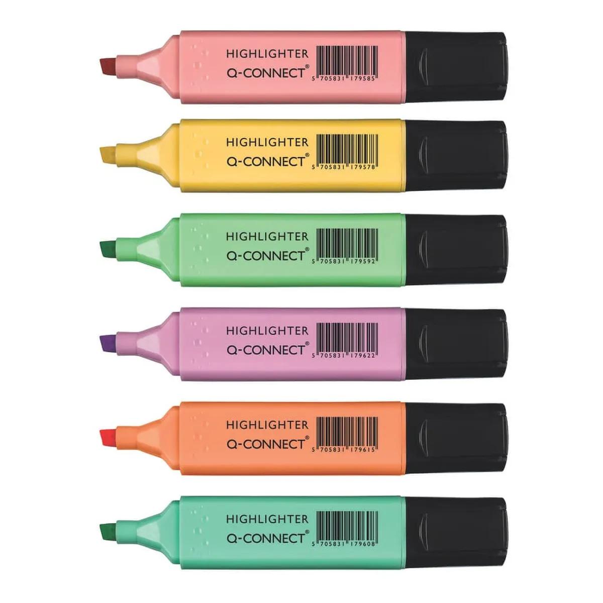 Q-Connect Textmarker - ca. 2 - 5 mm, 6-er Pack pastell sortiert