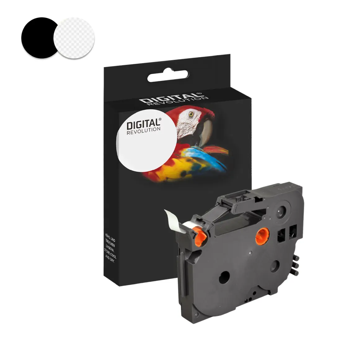 Schriftband TZE-121 schwarz auf transparent 9 mm