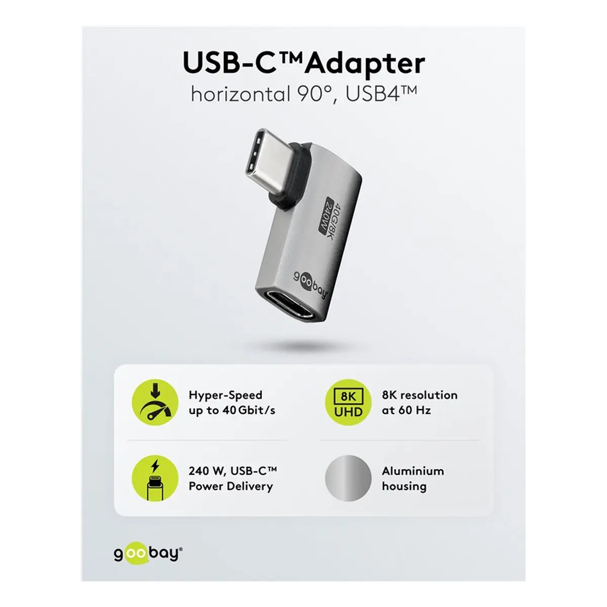 Goobay USB-C™-Adapter horizontal 90°, USB4™