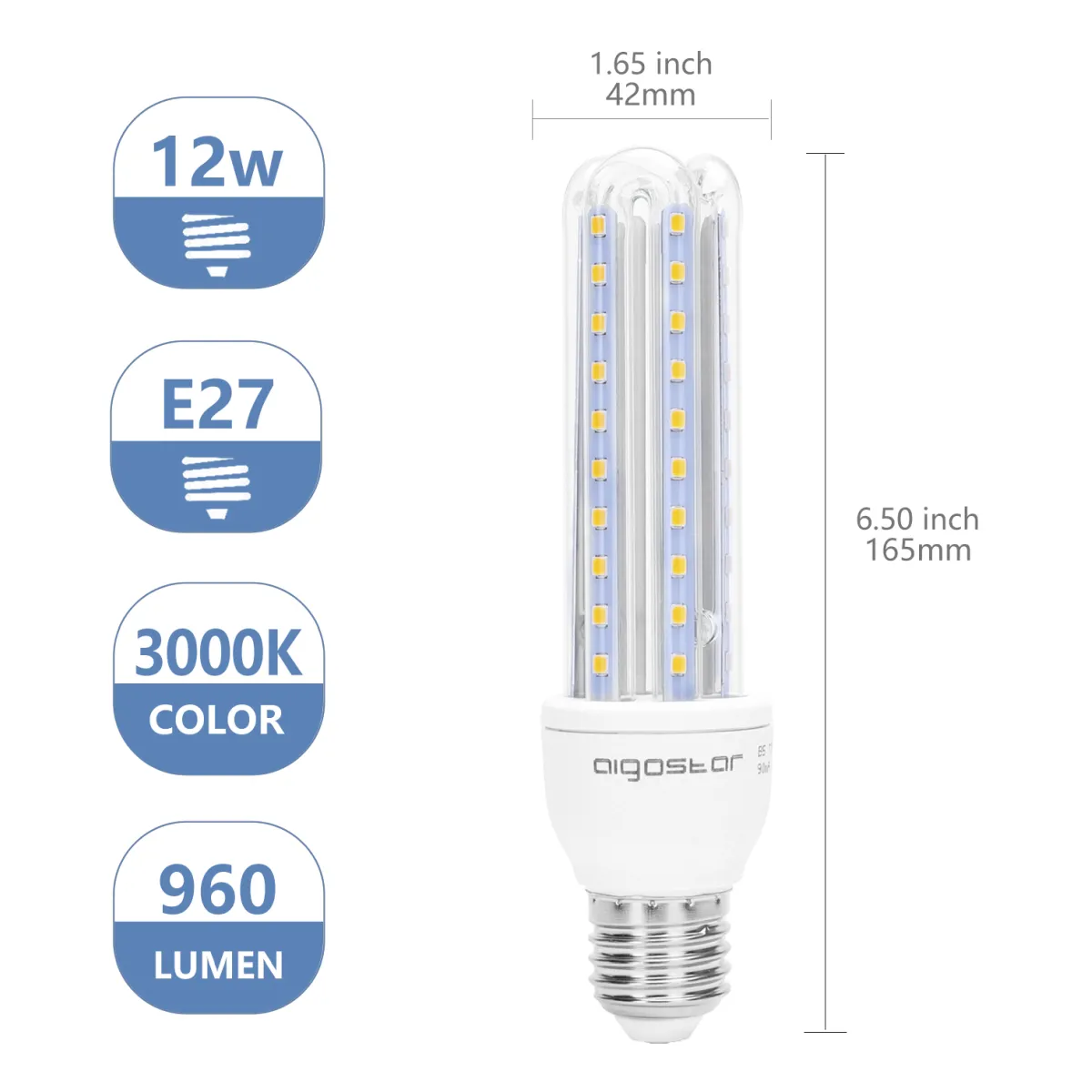Aigostar LED 'Kolben', 12W, E27