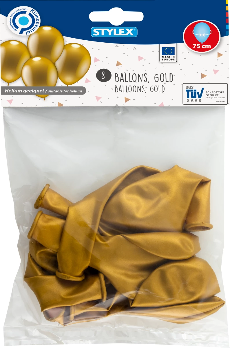 Luftballons gold, 8er Beutel