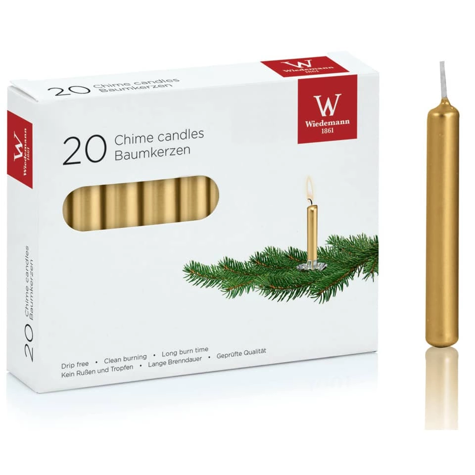 Wiedemann Christbaumkerze - gold, 9,6 x 1,3 cm, 20 Stück