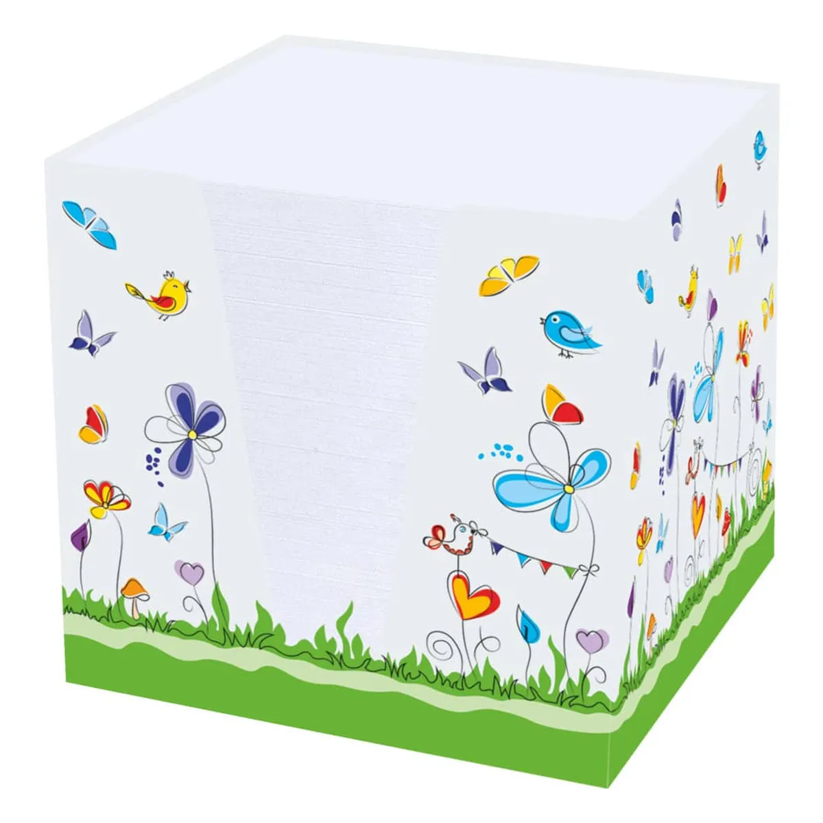 RNK Verlag Notizklotz Schmetterlinge - 900 Blatt, 70 g/qm, weiß, 92 x 92 x 92 mm