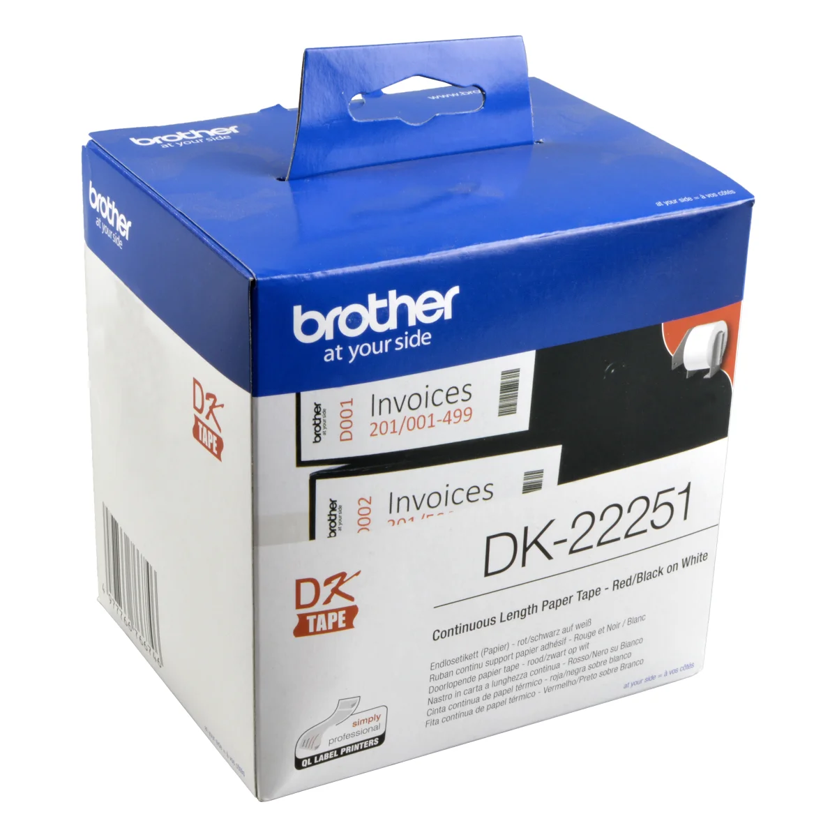 Brother DirectLabel-Etiketten-Etiketten rot/schwarz auf weiß