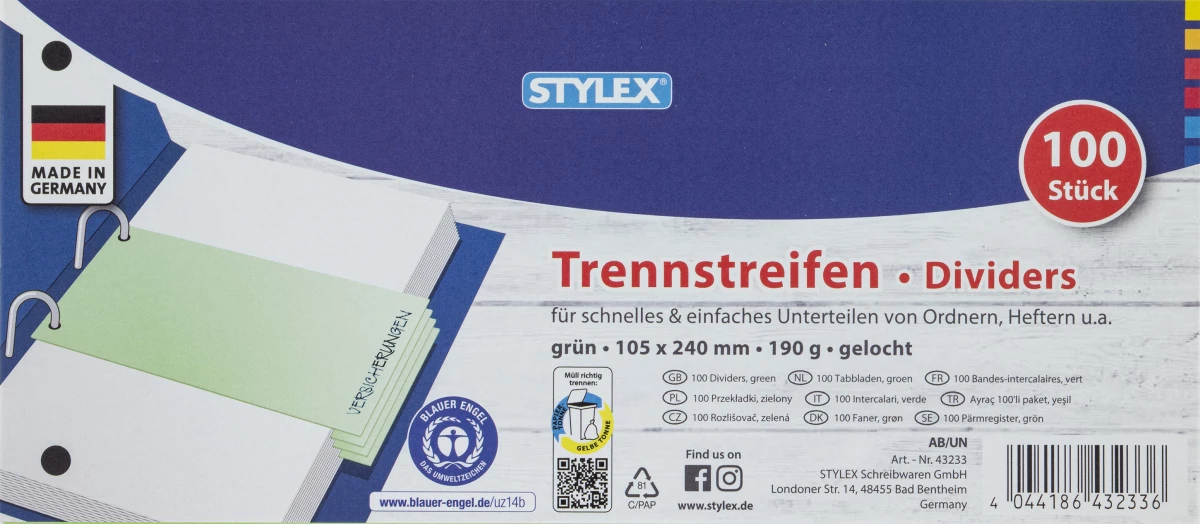 Stylex Trennstreifen, grün, 100 Stück