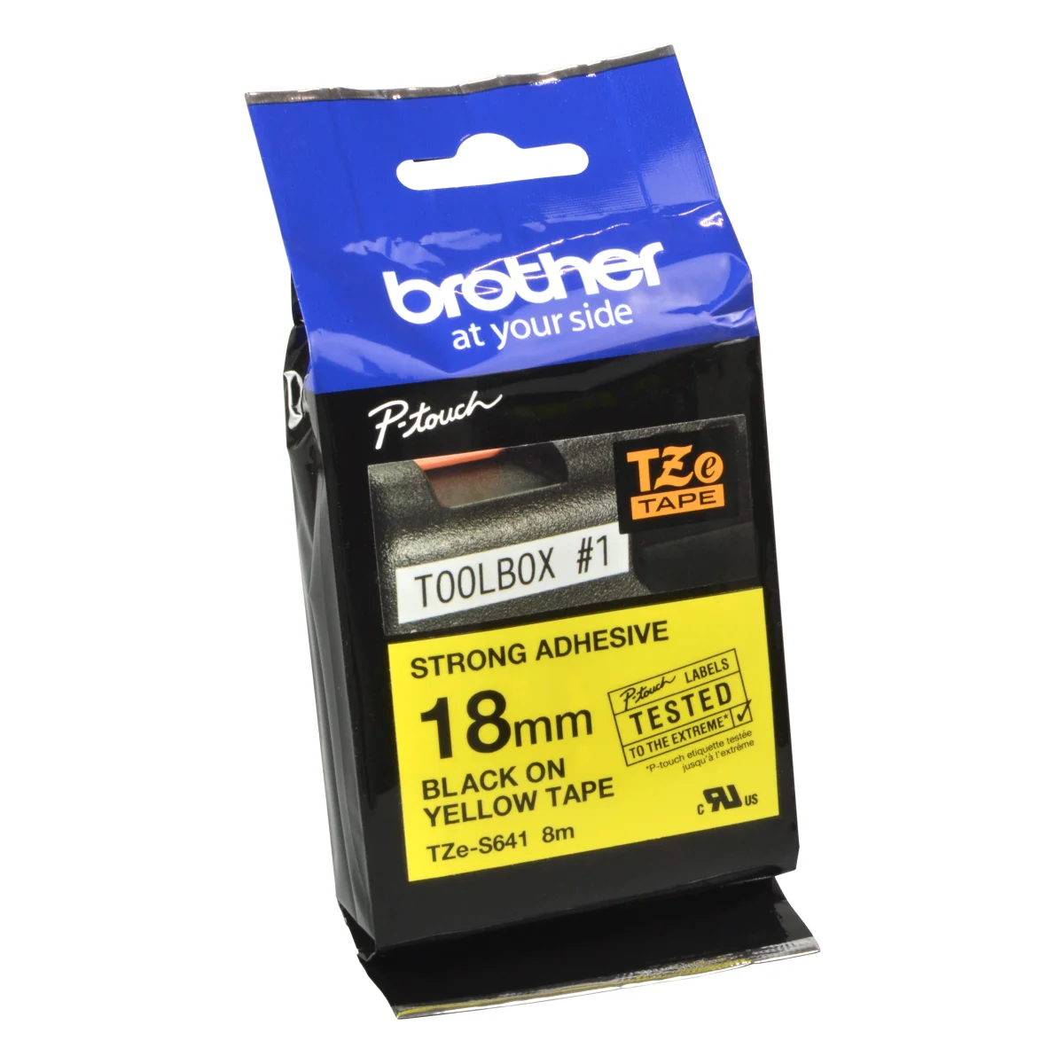 Brother P-Touch Band TZe-S641  schwarz auf gelb  18mm / 8m  laminiert extra stark