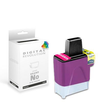 Alternative Reinigungspatrone Brother LC-900 M / LC-47 M in Magenta, 15,8 ml, von Digital Revolution, mit Verpackung im Hintergrund.