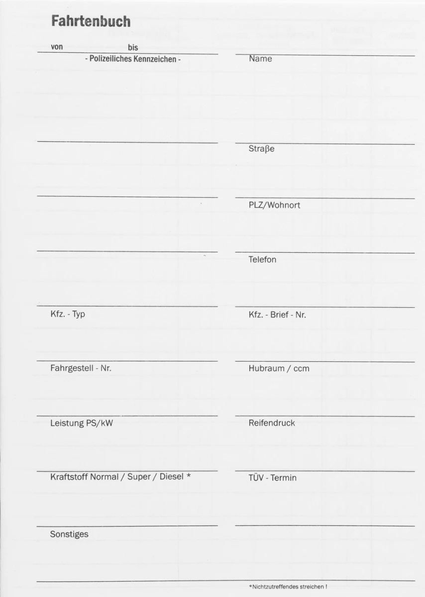 Stylex Fahrtenbuch, DIN A5, 40 Blatt, FSC
