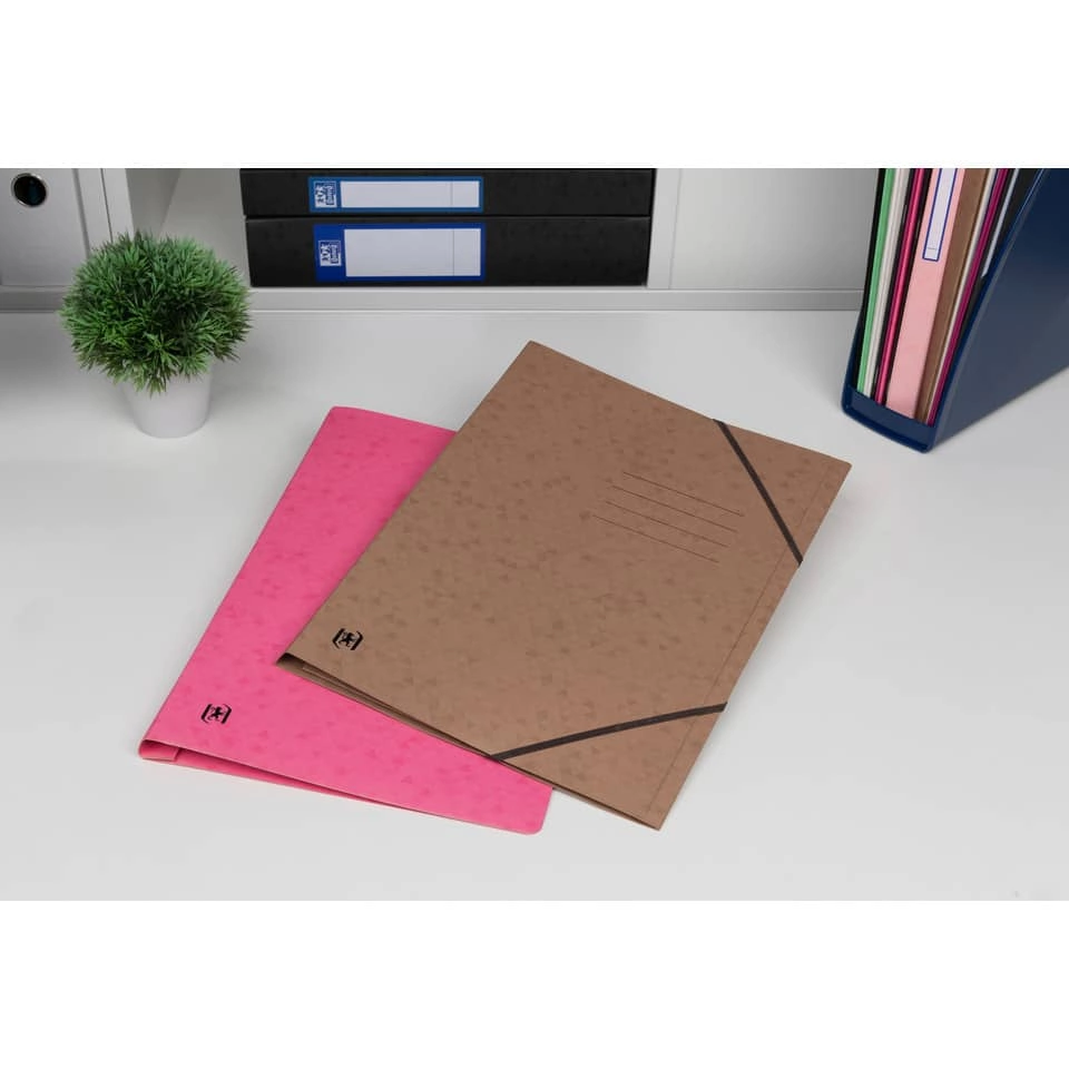OXFORD Eckspannmappe TOP FILE+ - A4, 390 g/qm, Karton, Gummizug, braun