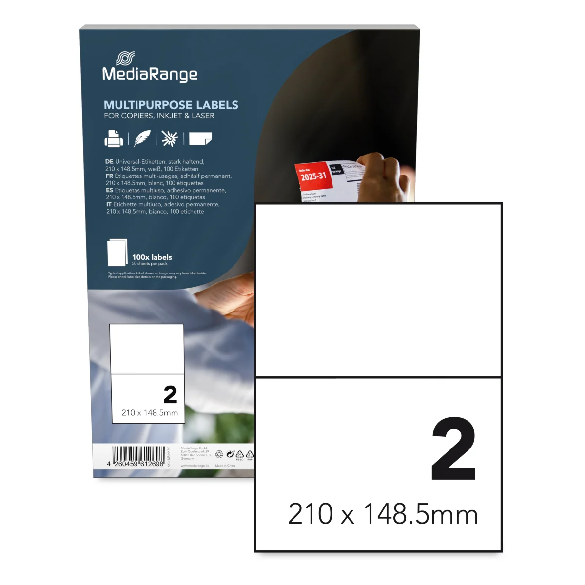 MediaRange Universal-Etiketten, 210x148,5 mm, 100 Stück