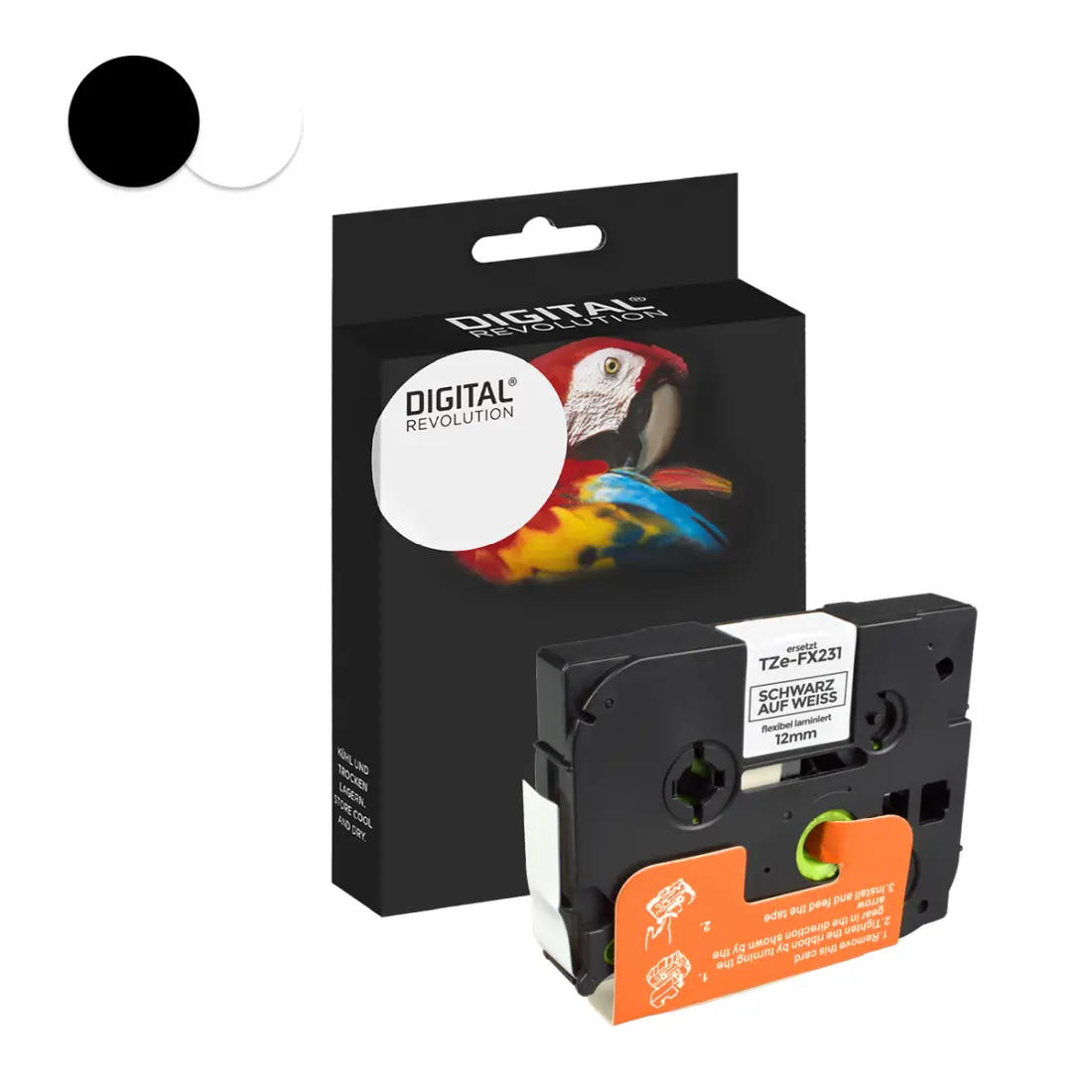 Brother TZE-FX 231 - alternatives Schriftband schwarz auf weiß 12 mm
