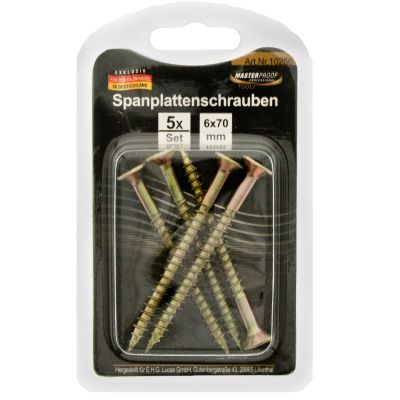 Masterproof Spanplattenschrauben 6x70mm, 5 Stück