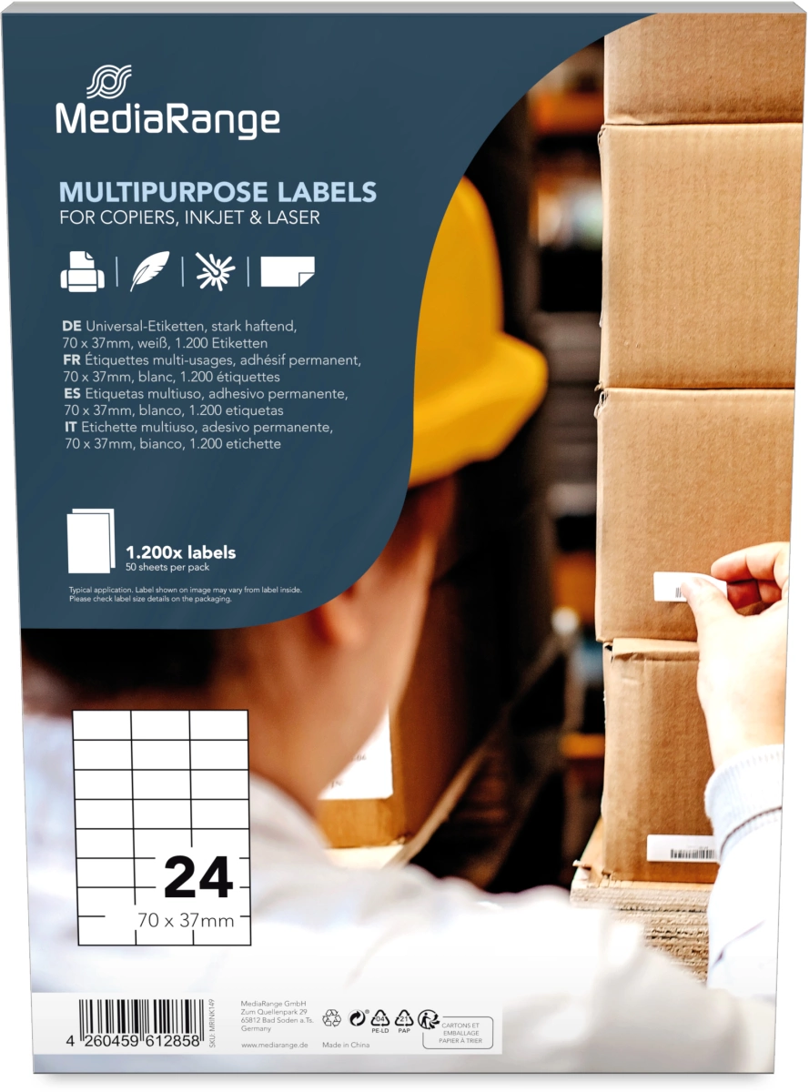 MediaRange Universal-Etiketten, 70x37 mm, 1200 Stück