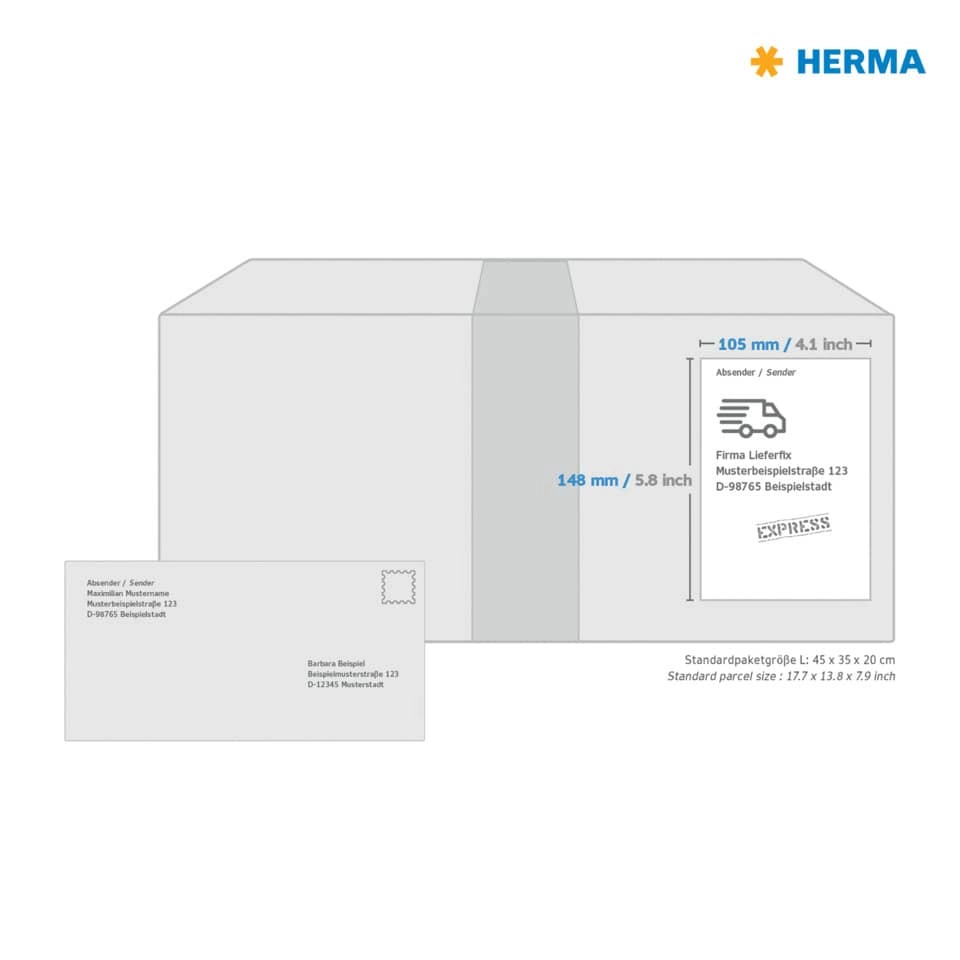 HERMA Folienetiketten - 105 x 148 mm, weiß, extrem stark haftend, matt, 100 Stück