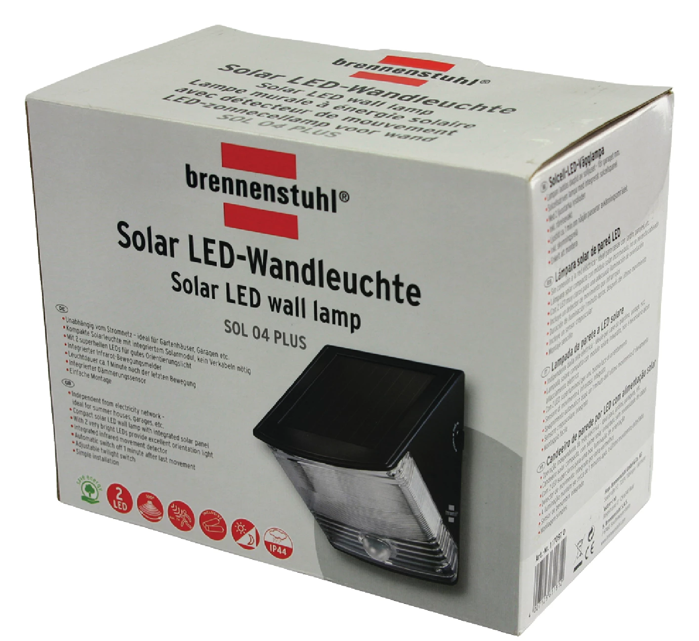 Brennenstuhl Solar-Wandleuchte 2 LED Schwarz