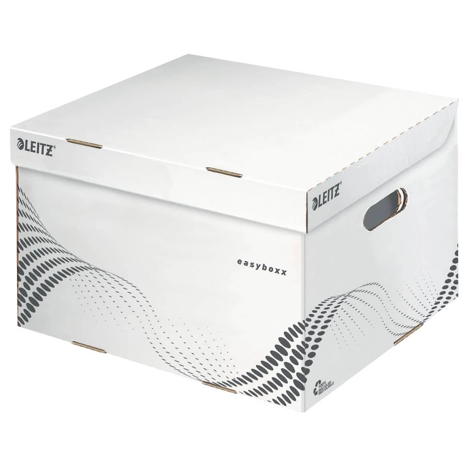 LEITZ Archiv Container easyboxx M - Wellpappe (RC), Tragkraft 15 kg, weiß