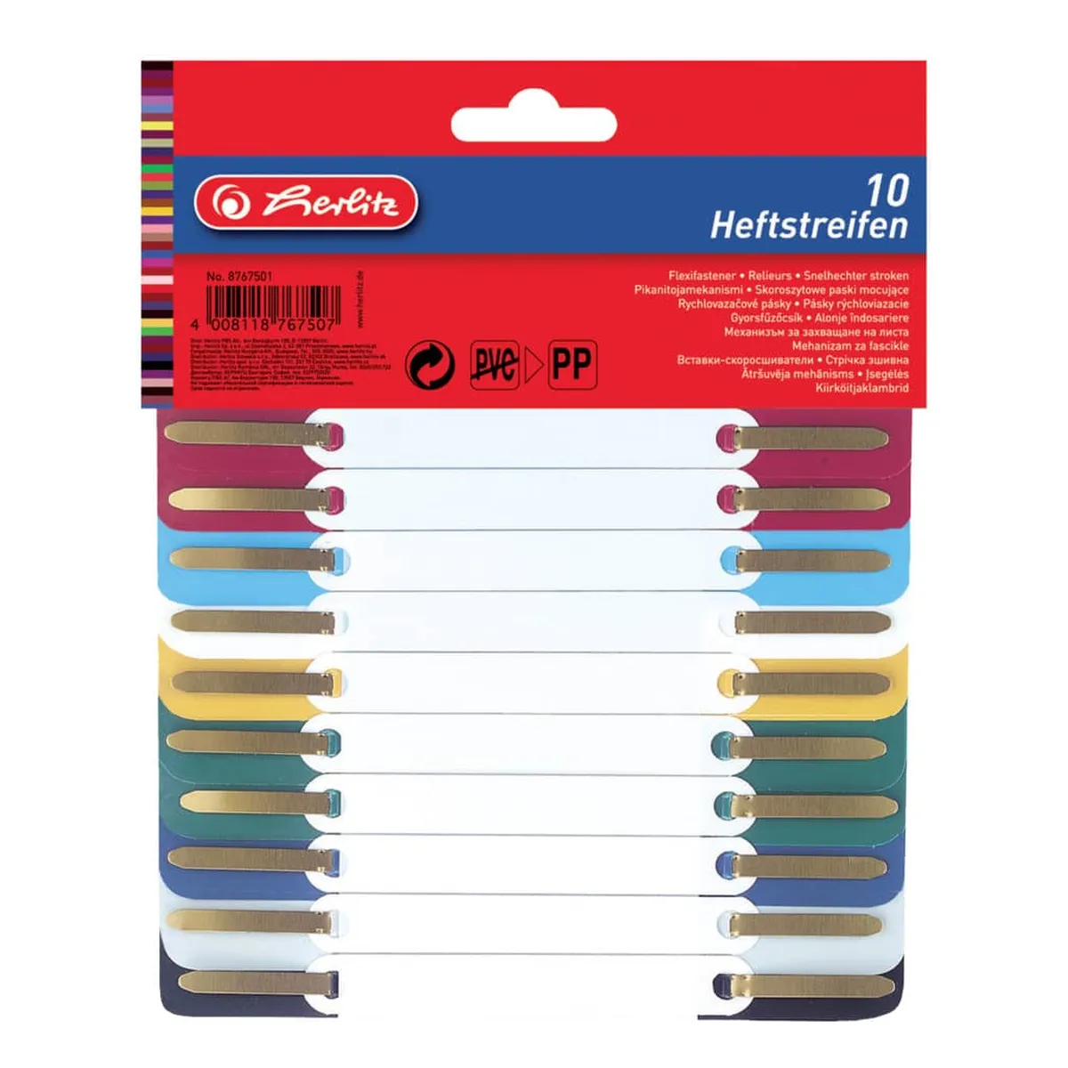 Herlitz Heftstreifen - 34 x 150 mm, PP-Folie, 10 Stück, sortiert
