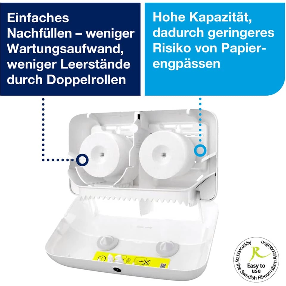 Doppelrollenspender für hülsenloses Midi Toilettenpapier System T7