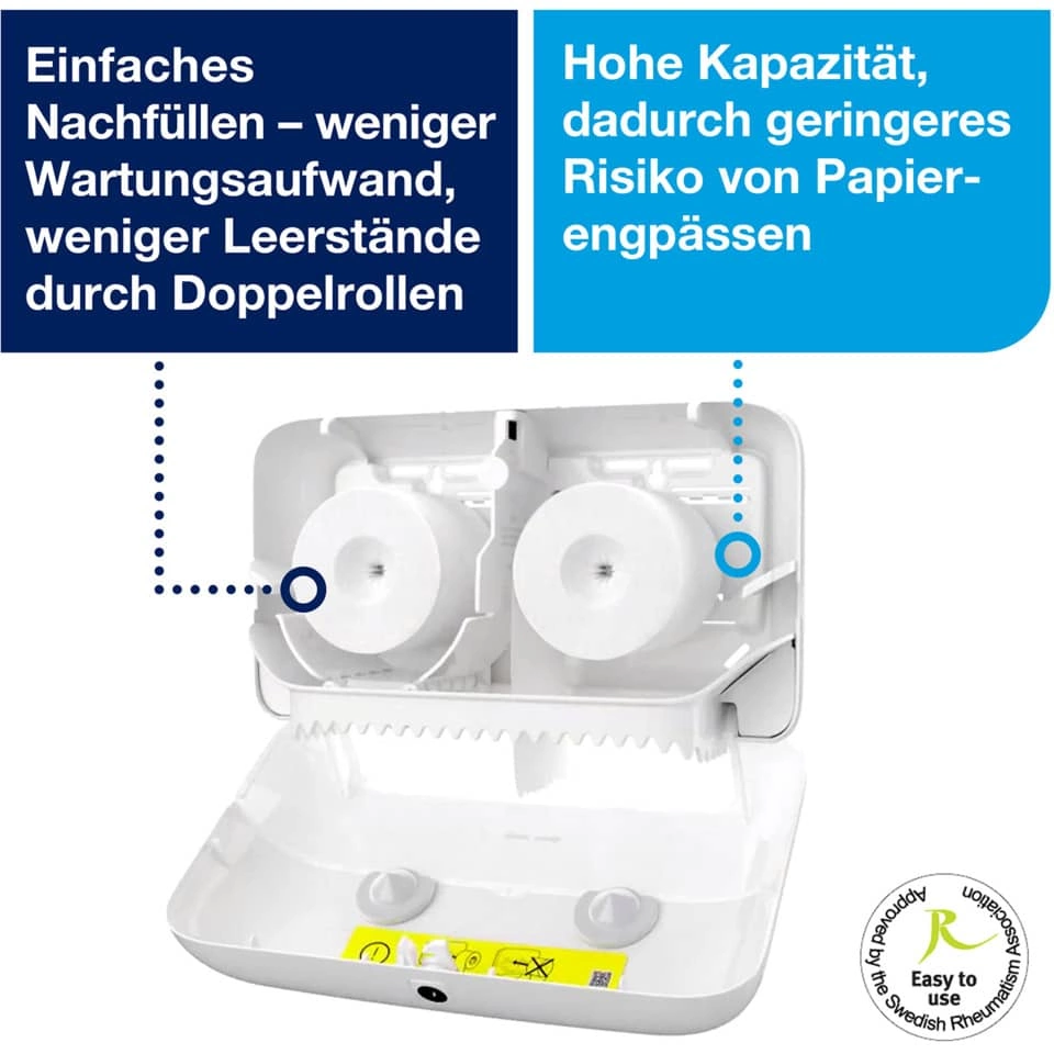 TORK Doppelrollenspender für hülsenloses Midi Toilettenpapier System T7